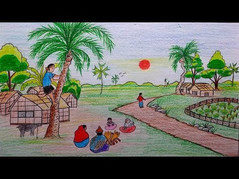 رسم منظر طبيعي سهل للاطفال - اروع المناظر الطبيعية للاطفال 299 12